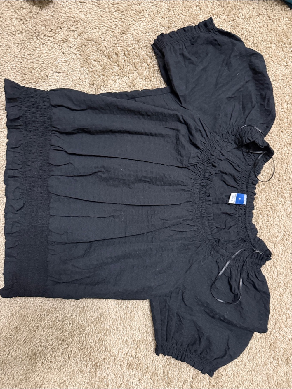 Old Navy Black Off-Shoulder Smocked Blouse